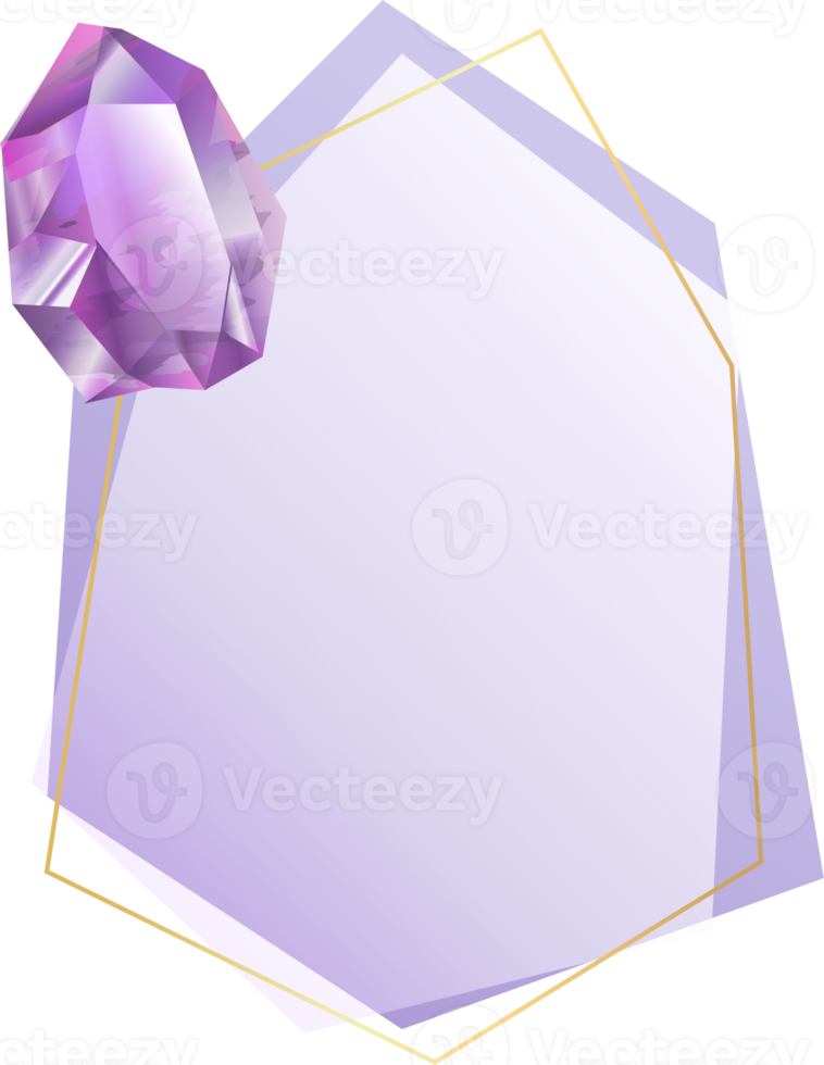 étiquette de bordure de gemme de cristal améthyste et violet png