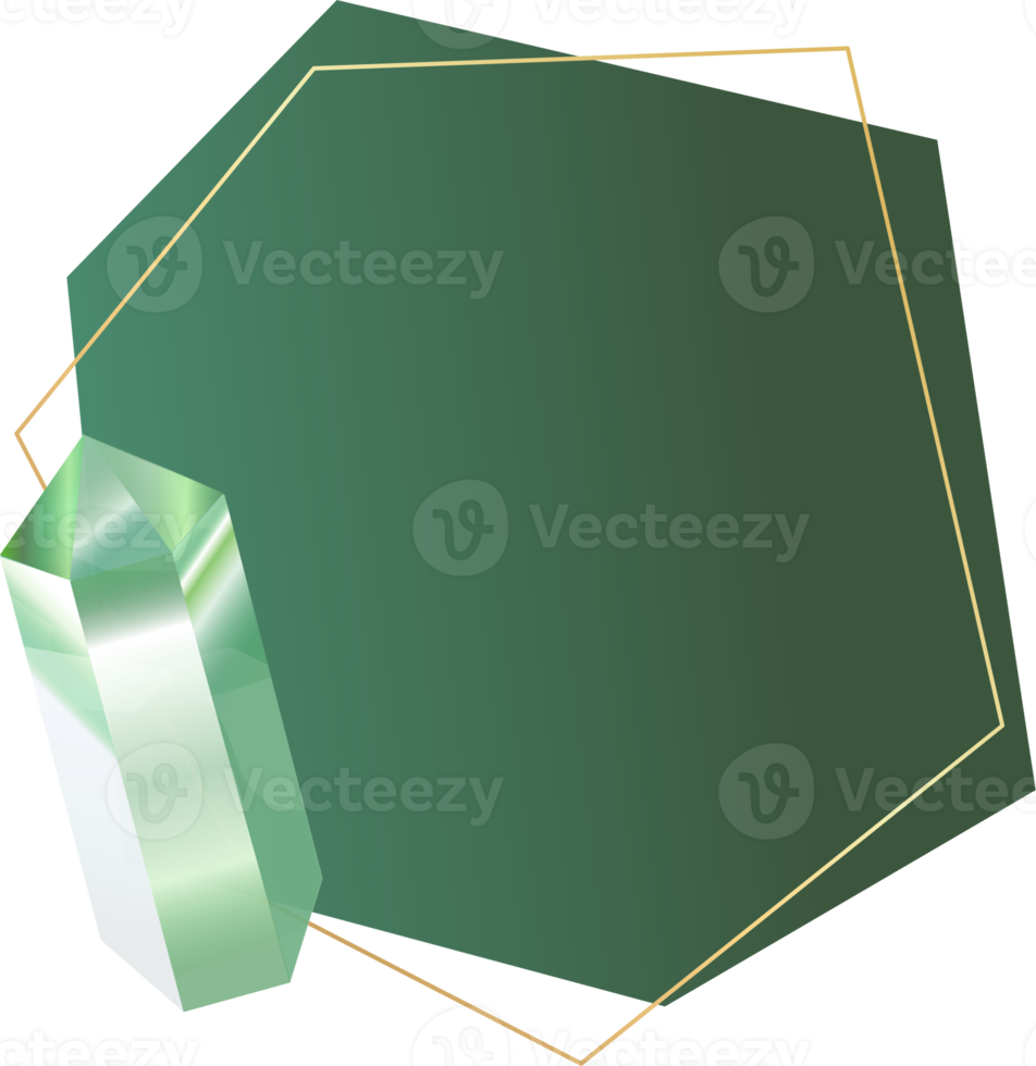 étiquette de bordure émeraude, cristal vert et gemme png
