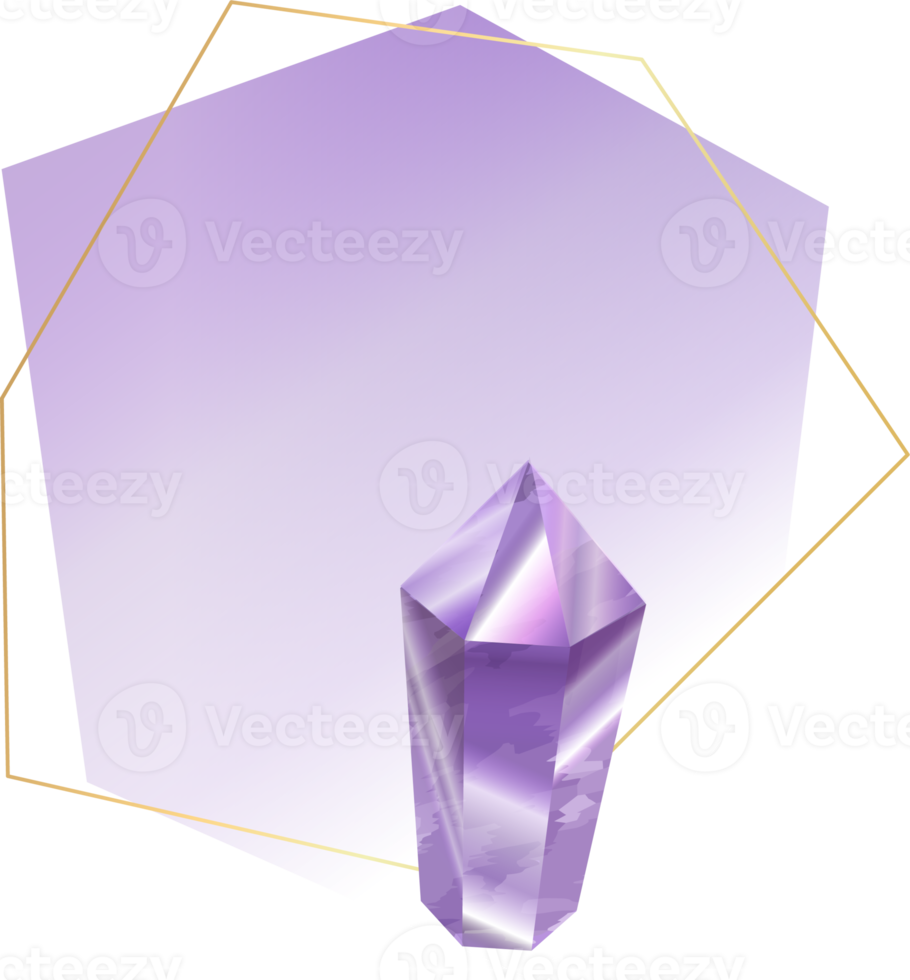 étiquette de bordure de gemme de cristal améthyste et violet png