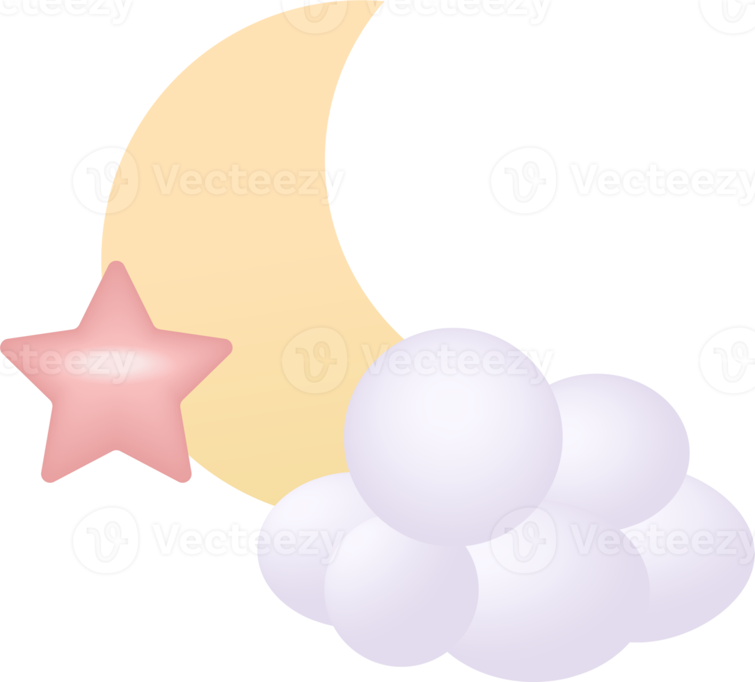 ícone de lua, estrela e nuvem png