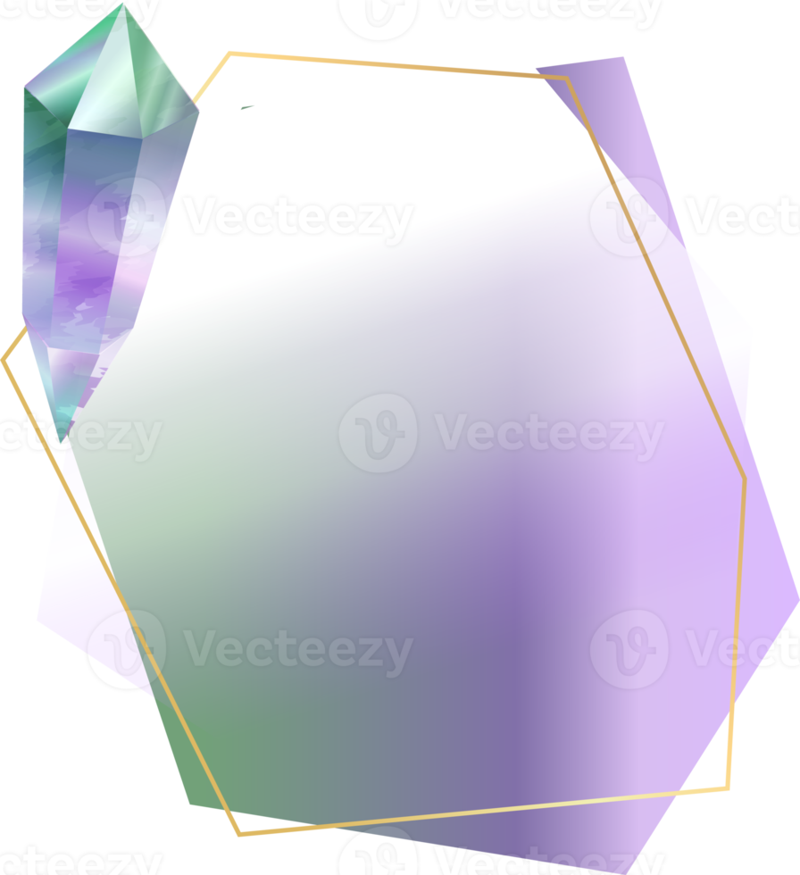 Fluorite, green and purple crystal gem border label png