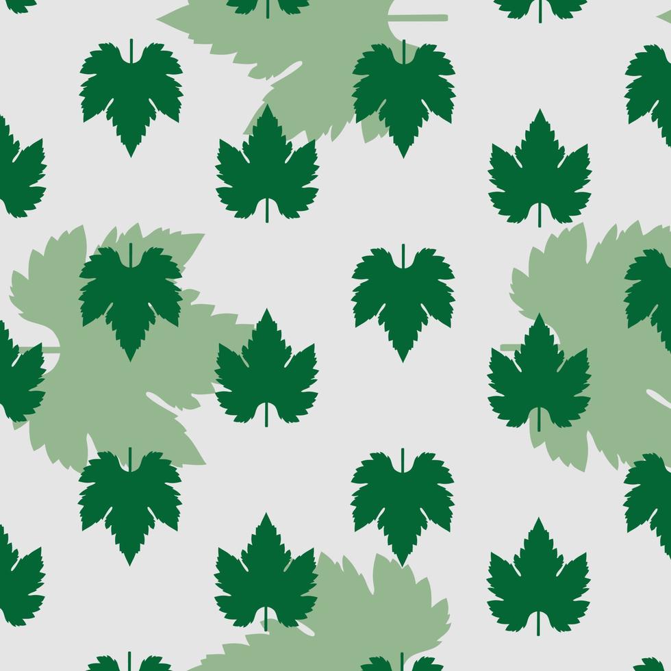 repeated green grape leaves flat pattern vector design