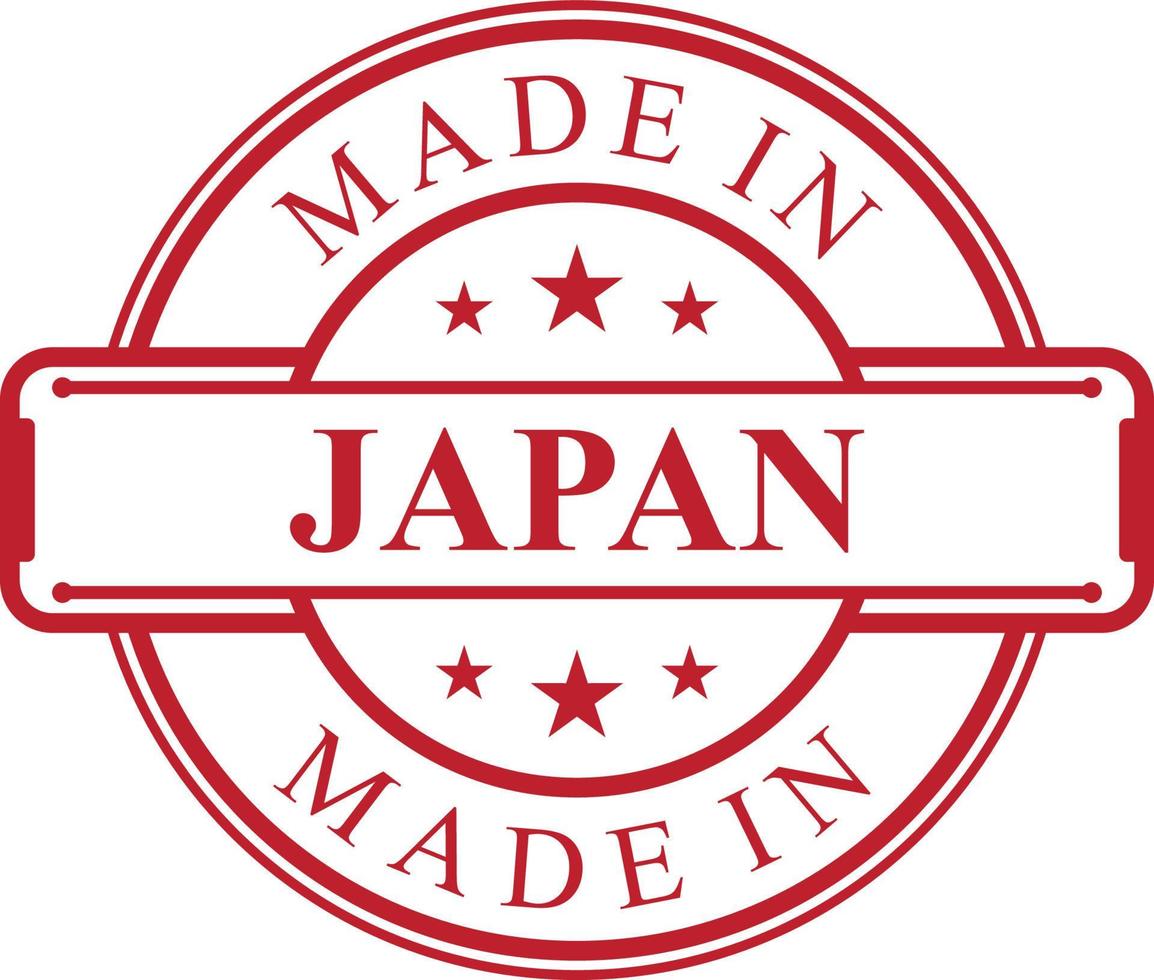 Made in Japan label icon with red color emblem vector