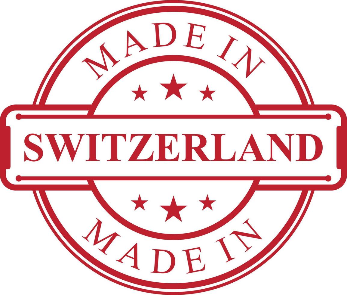 Made in Switzerland label icon with red color emblem vector