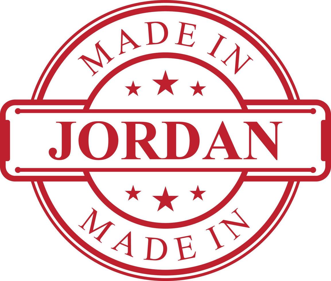 Made in Jordan label icon with red color emblem vector