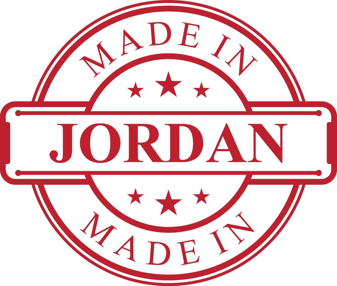 Made in Jordan label icon with red color emblem vector