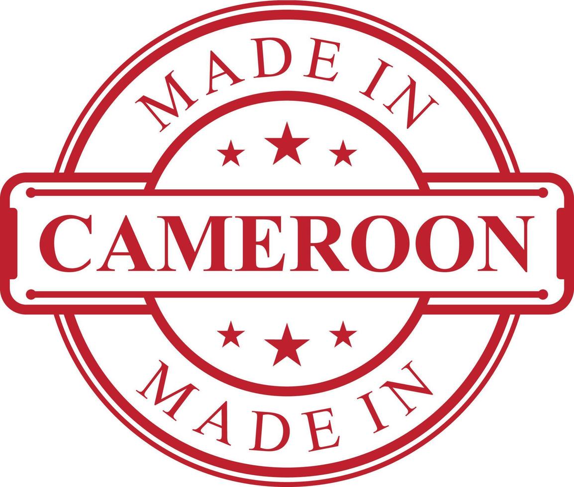 Made in Cameroon label icon with red color emblem vector