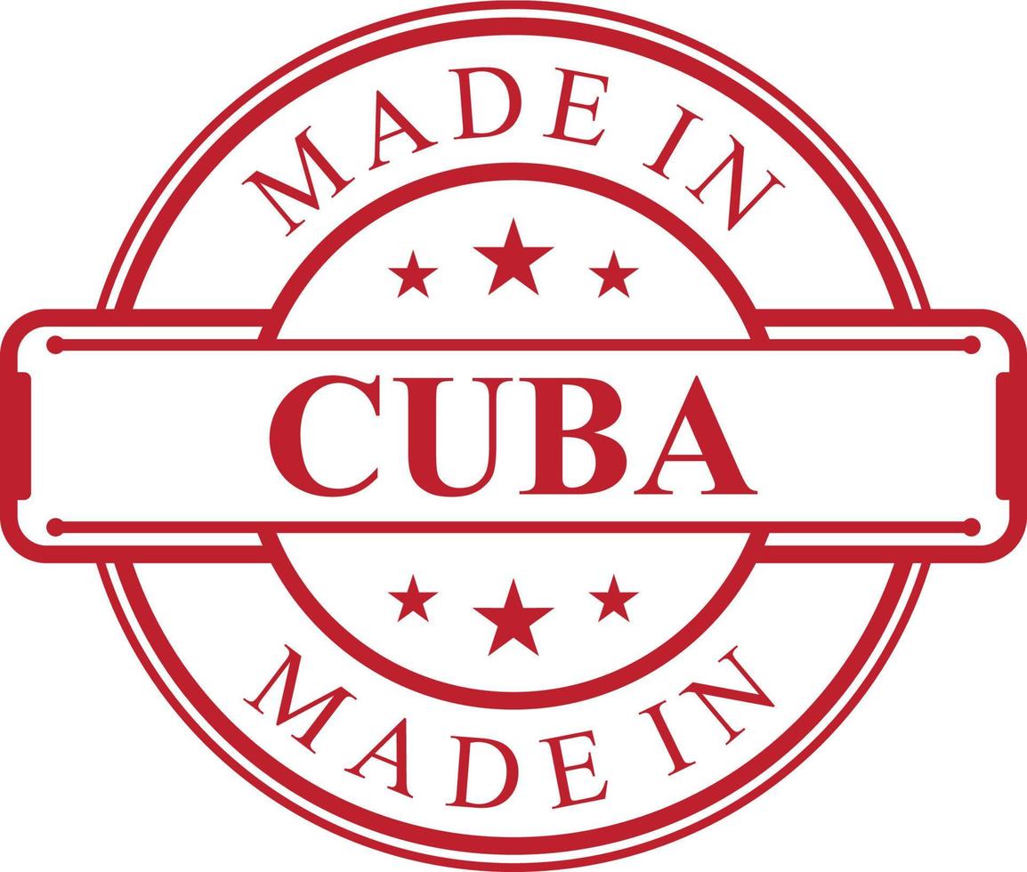 Made in Cuba label icon with red color emblem vector