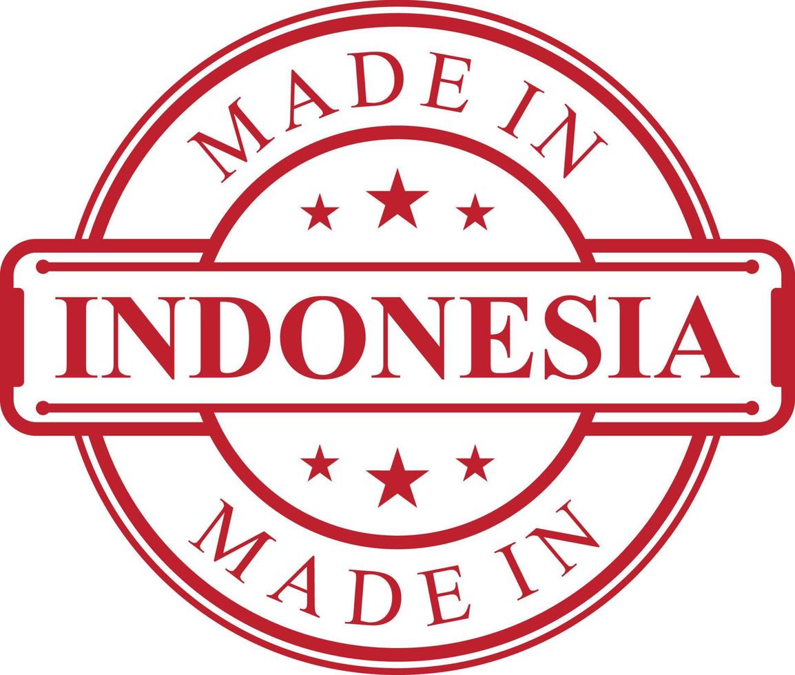 Made in Indonesia label icon with red color emblem vector