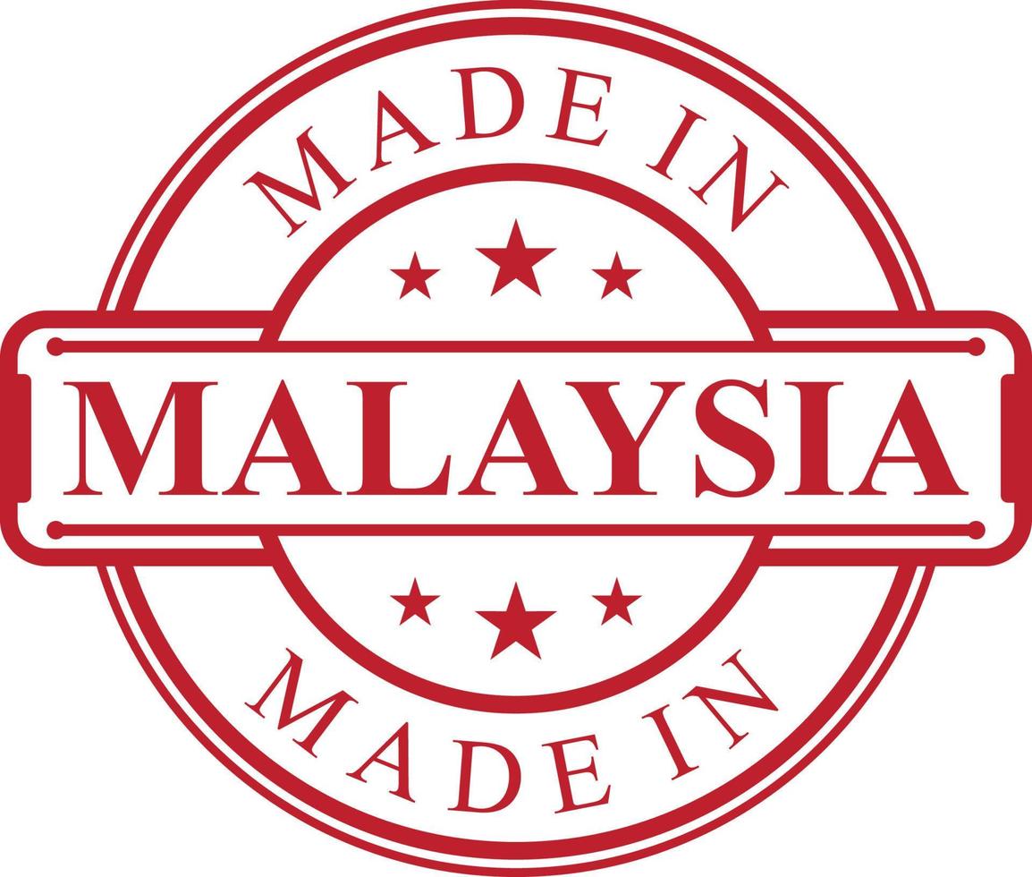Made in Malaysia label icon with red color emblem vector