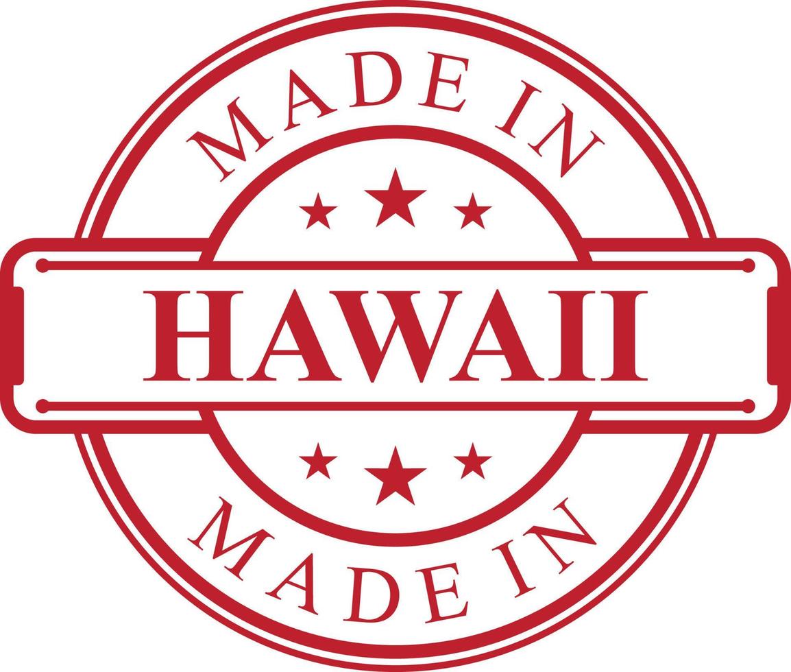 Made in Hawaii label icon with red color emblem vector