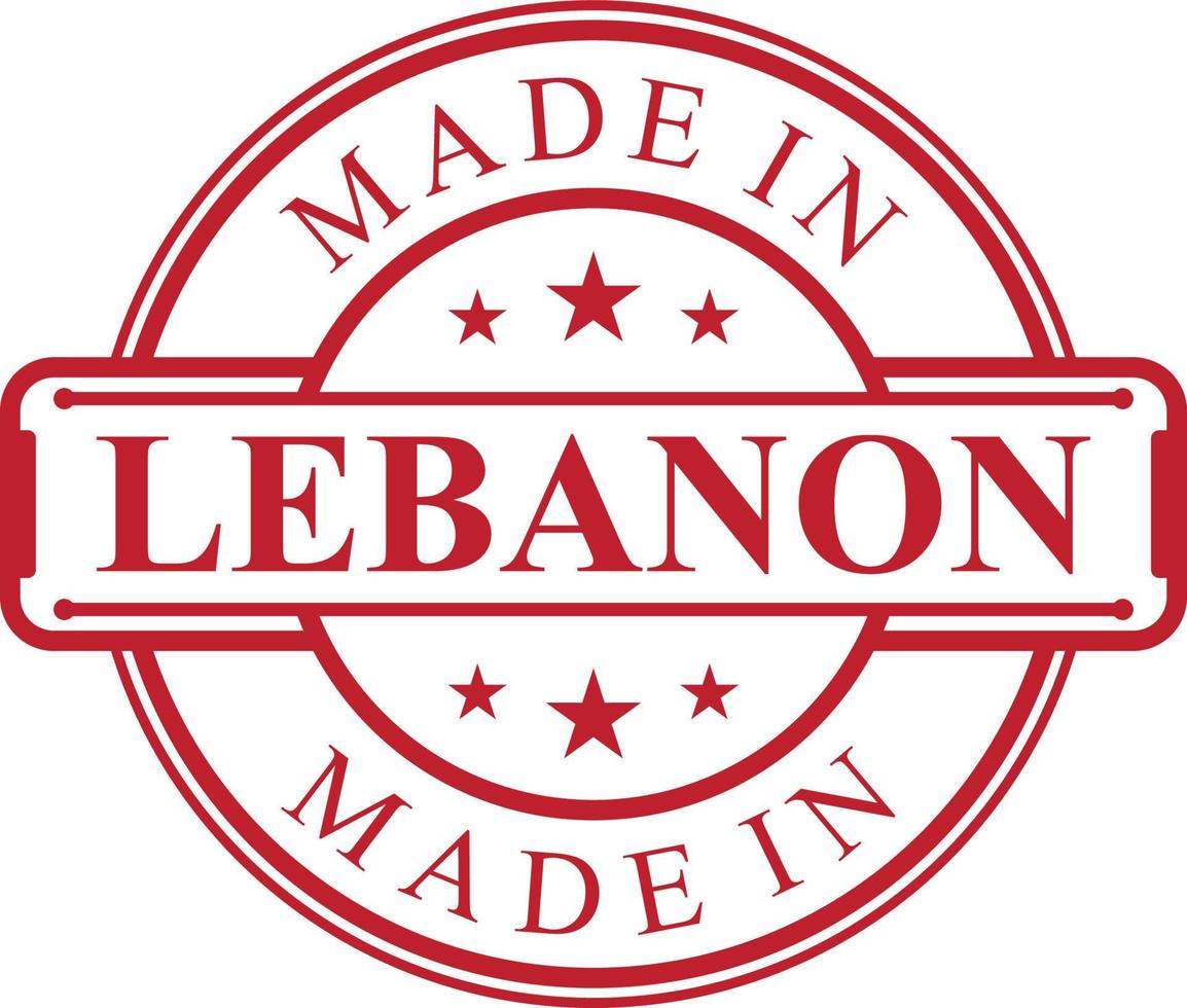 Made in Lebanon label icon with red color emblem vector