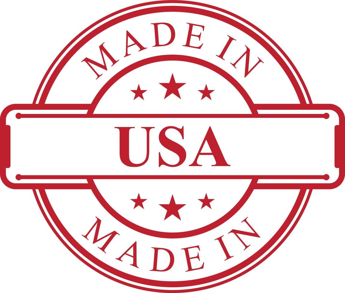 Made in USA label icon with red color emblem vector