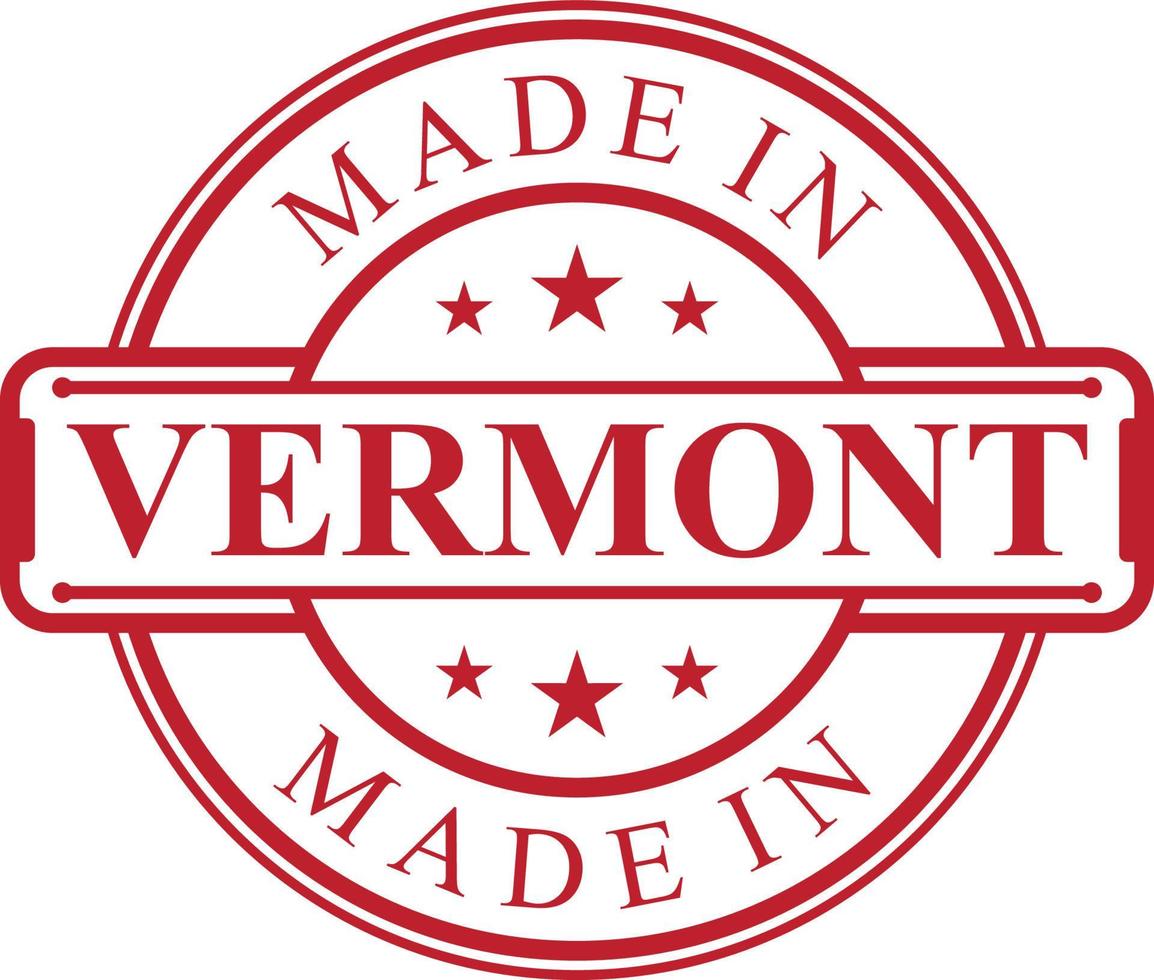 Made in Vermont label icon with red color emblem vector