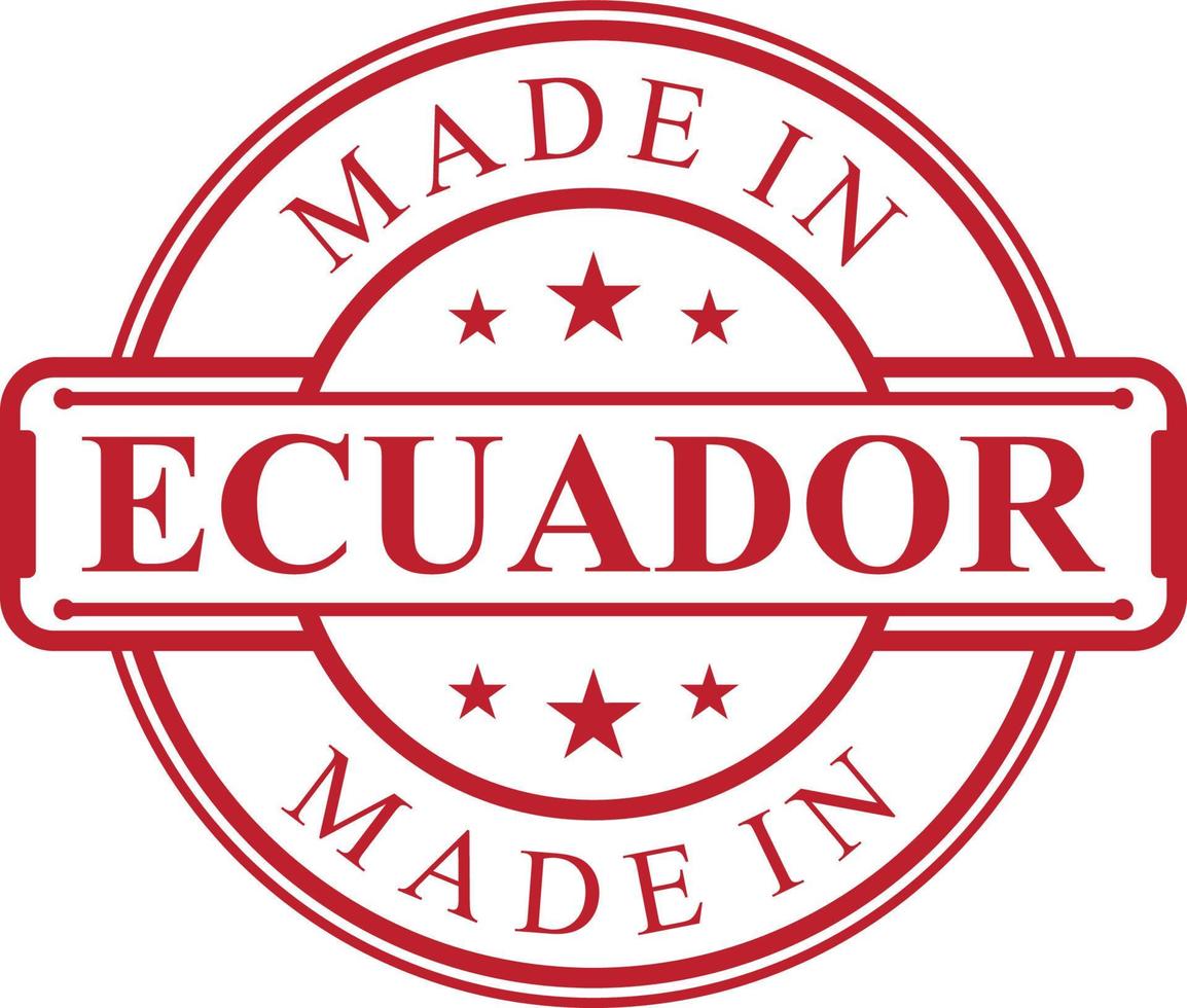 Made in Ecuador label icon with red color emblem vector
