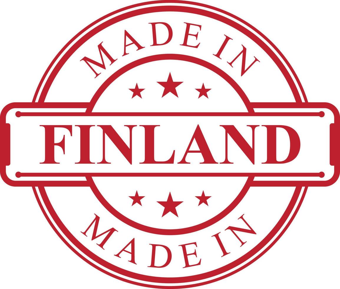 Made in Finland label icon with red color emblem vector