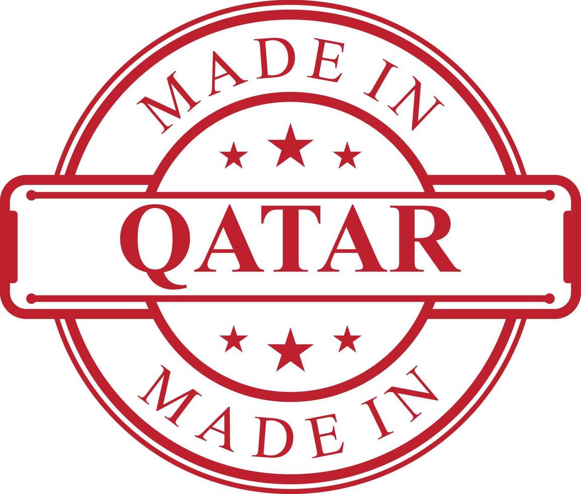 Made in Qatar label icon with red color emblem vector