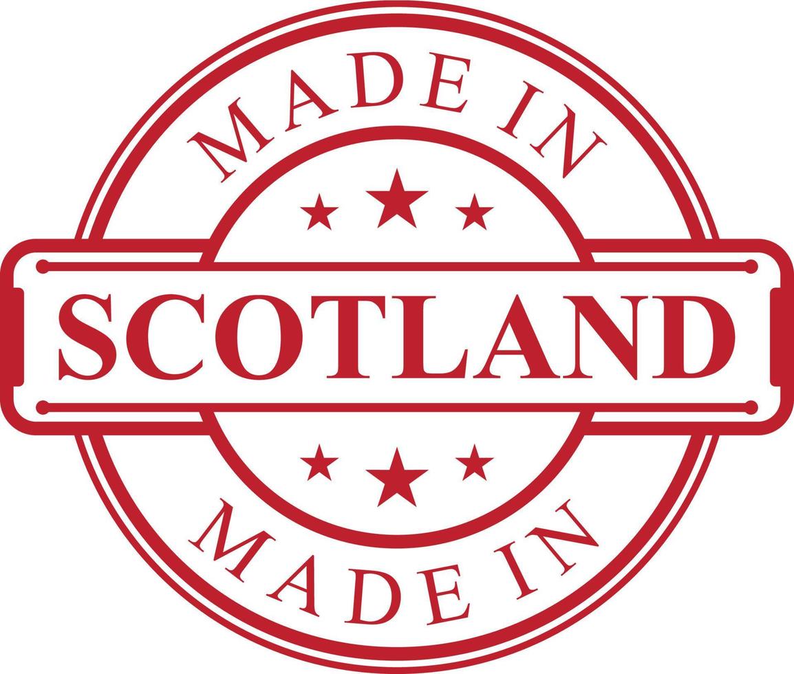 Made in Scotland label icon with red color emblem vector