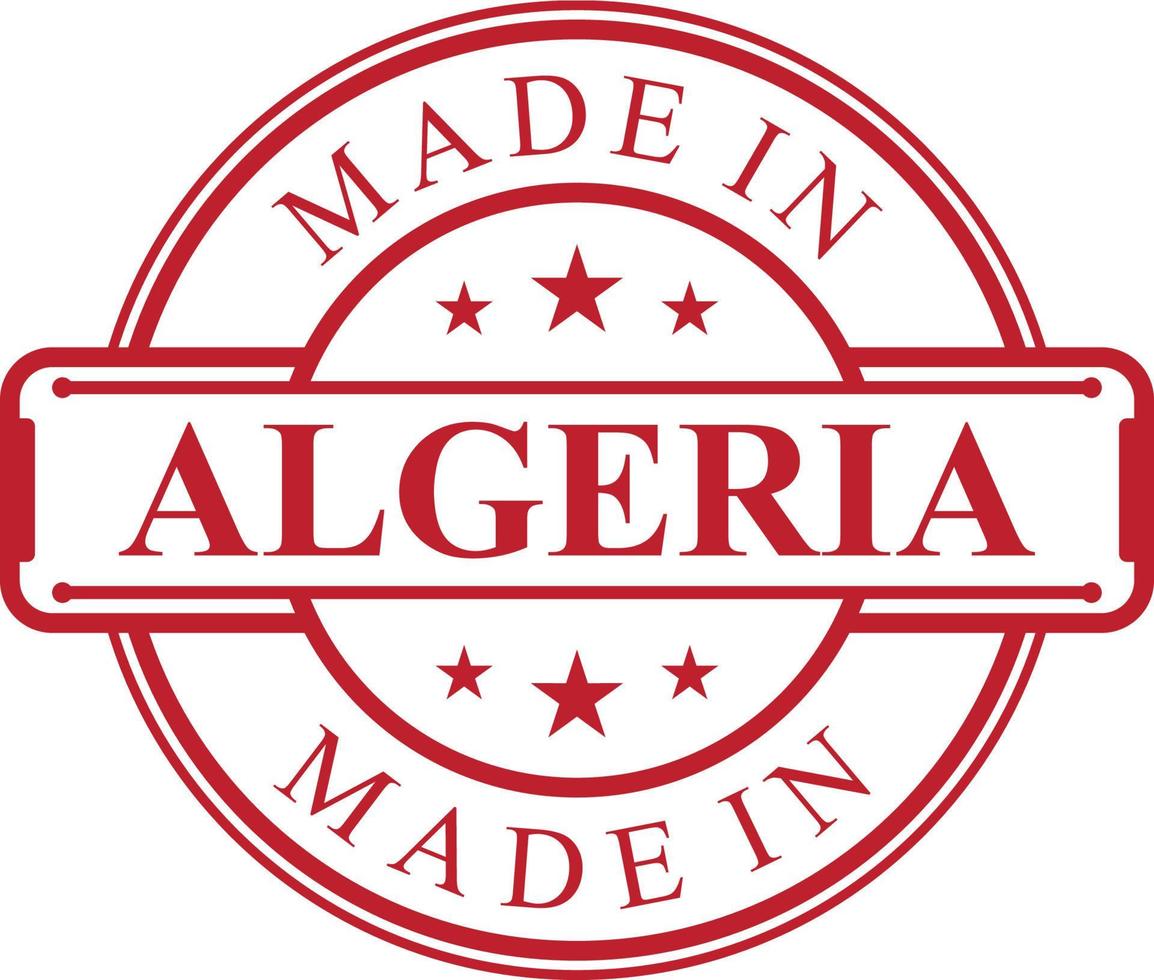 Made in Algeria label icon with red color emblem vector