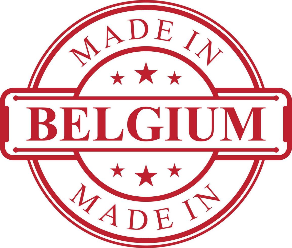 Made in Belgium label icon with red color emblem vector