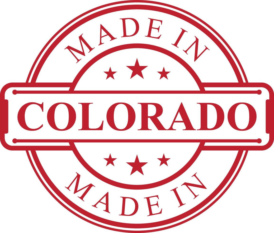 Made in Colorado label icon with red color emblem vector
