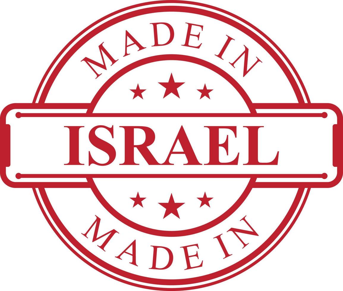 Made in Israel label icon with red color emblem vector