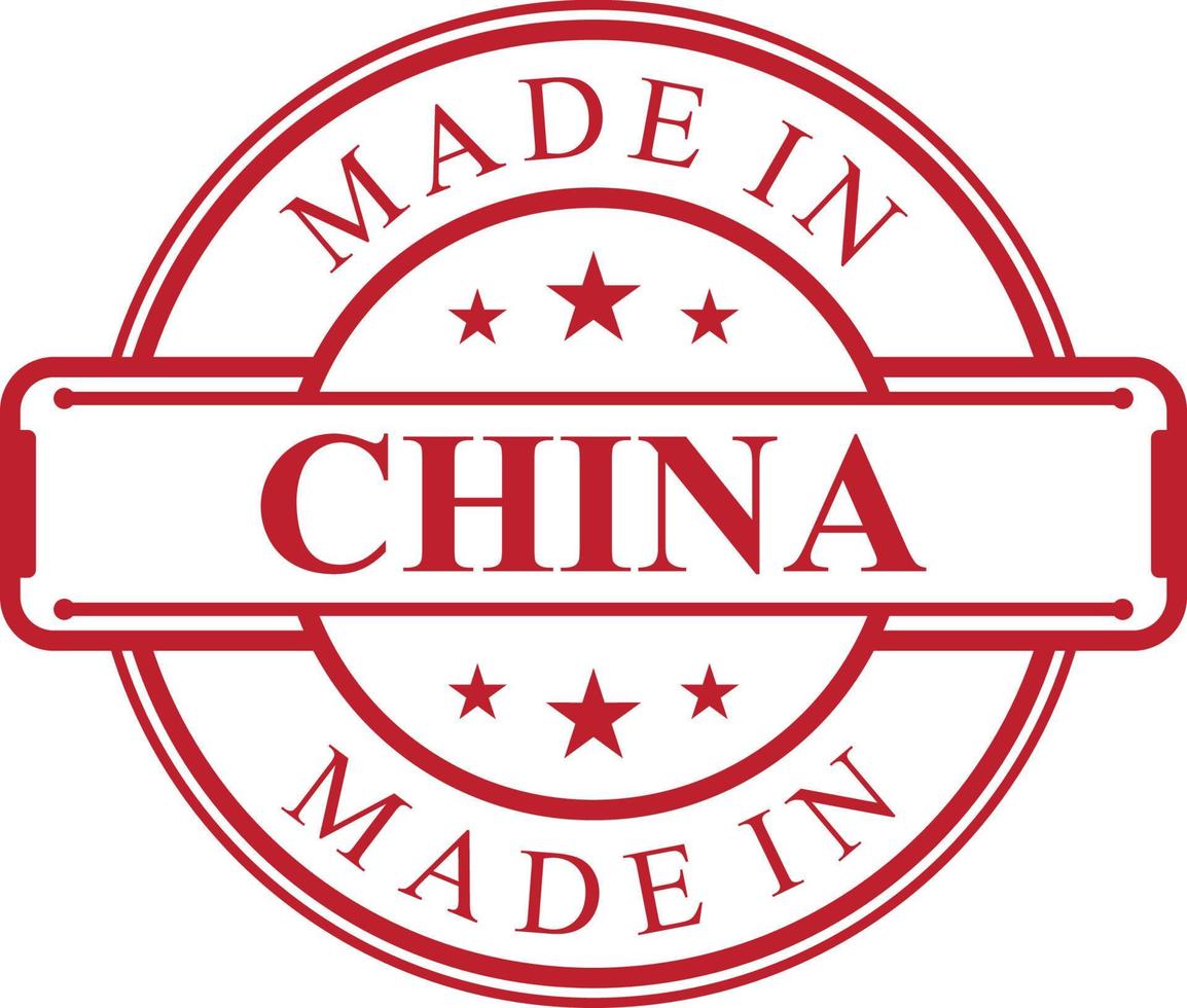Made in China label icon with red color emblem vector