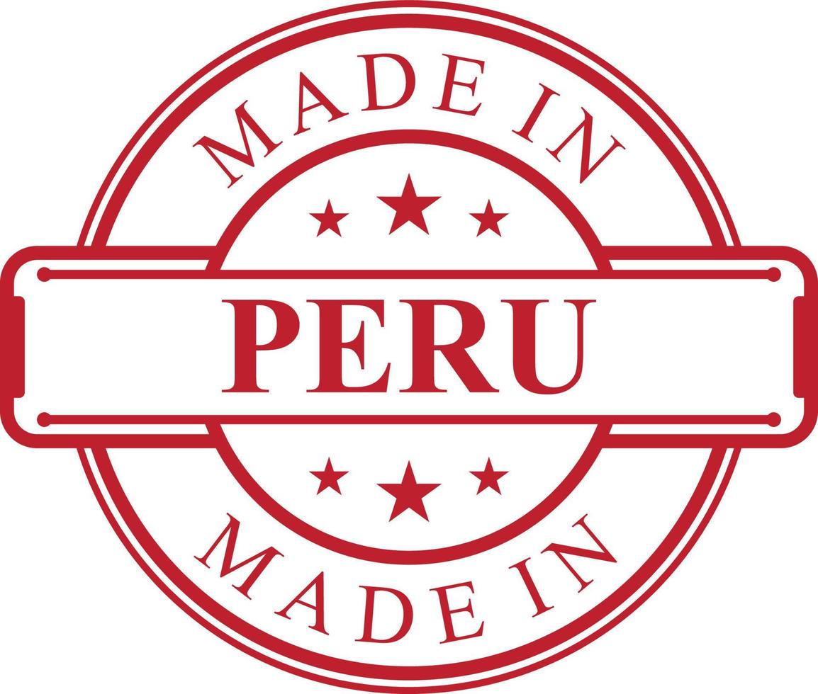 Made in Peru label icon with red color emblem vector