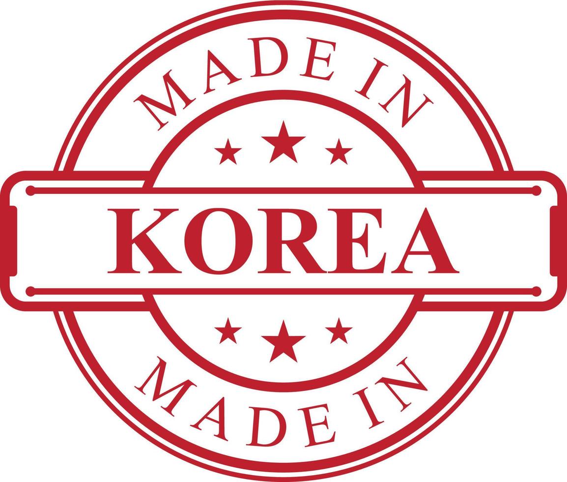Made in Korea label icon with red color emblem vector