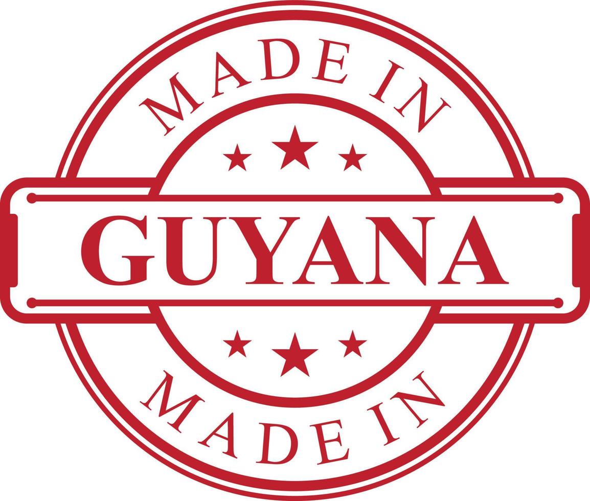Made in Guyana label icon with red color emblem vector