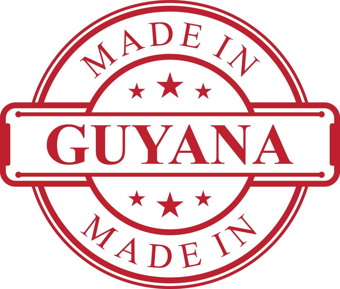 Made in Guyana label icon with red color emblem vector