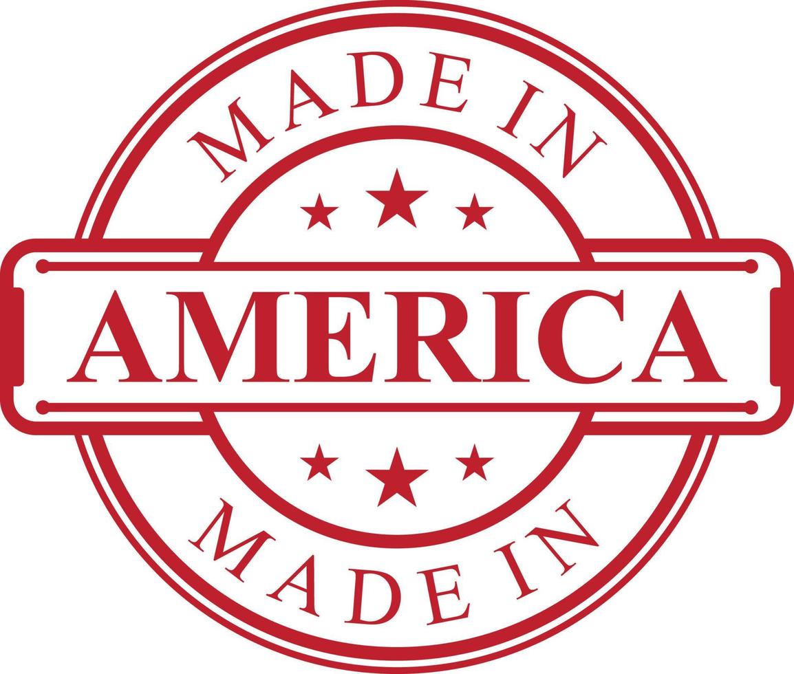 Made in America label icon with red color emblem vector