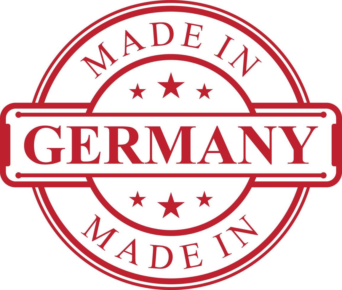 Made in Germany label icon with red color emblem vector