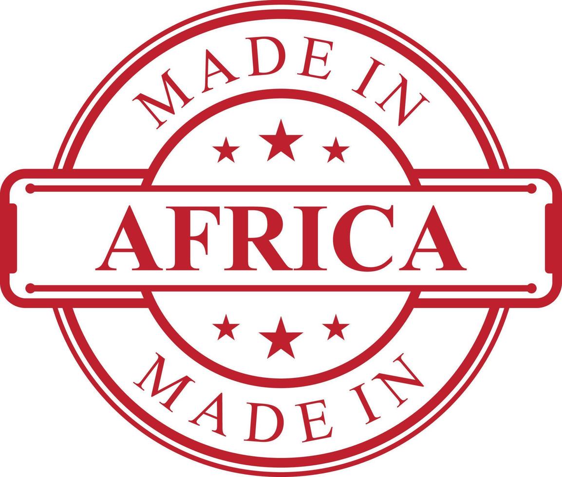 Made in Africa label icon with red color emblem on the white background. Vector quality logo emblem design element. Vector illustration EPS.8 EPS.10