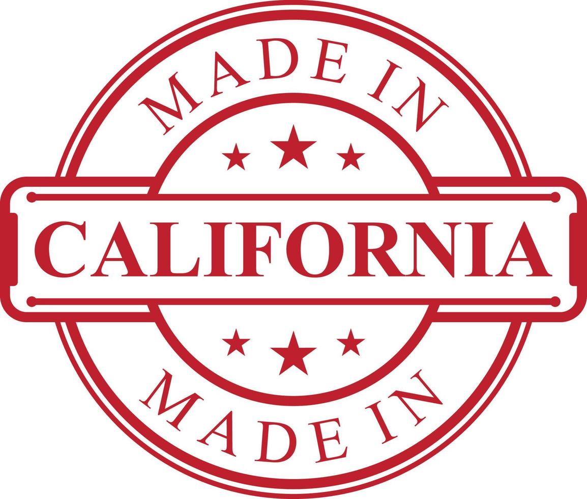 Made in California label icon with red color emblem vector