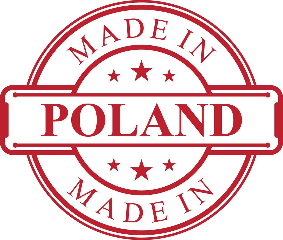 Made in Poland label icon with red color emblem vector