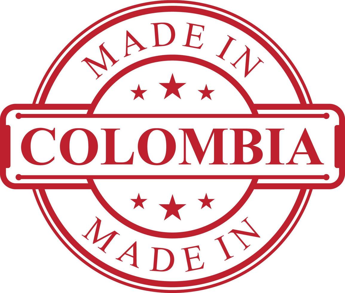 Made in Colombia label icon with red color emblem vector