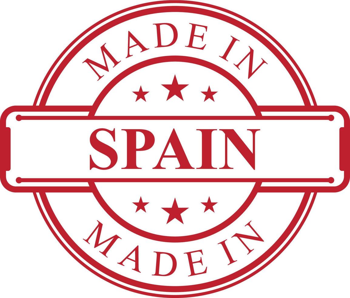 Made in Spain label icon with red color emblem vector