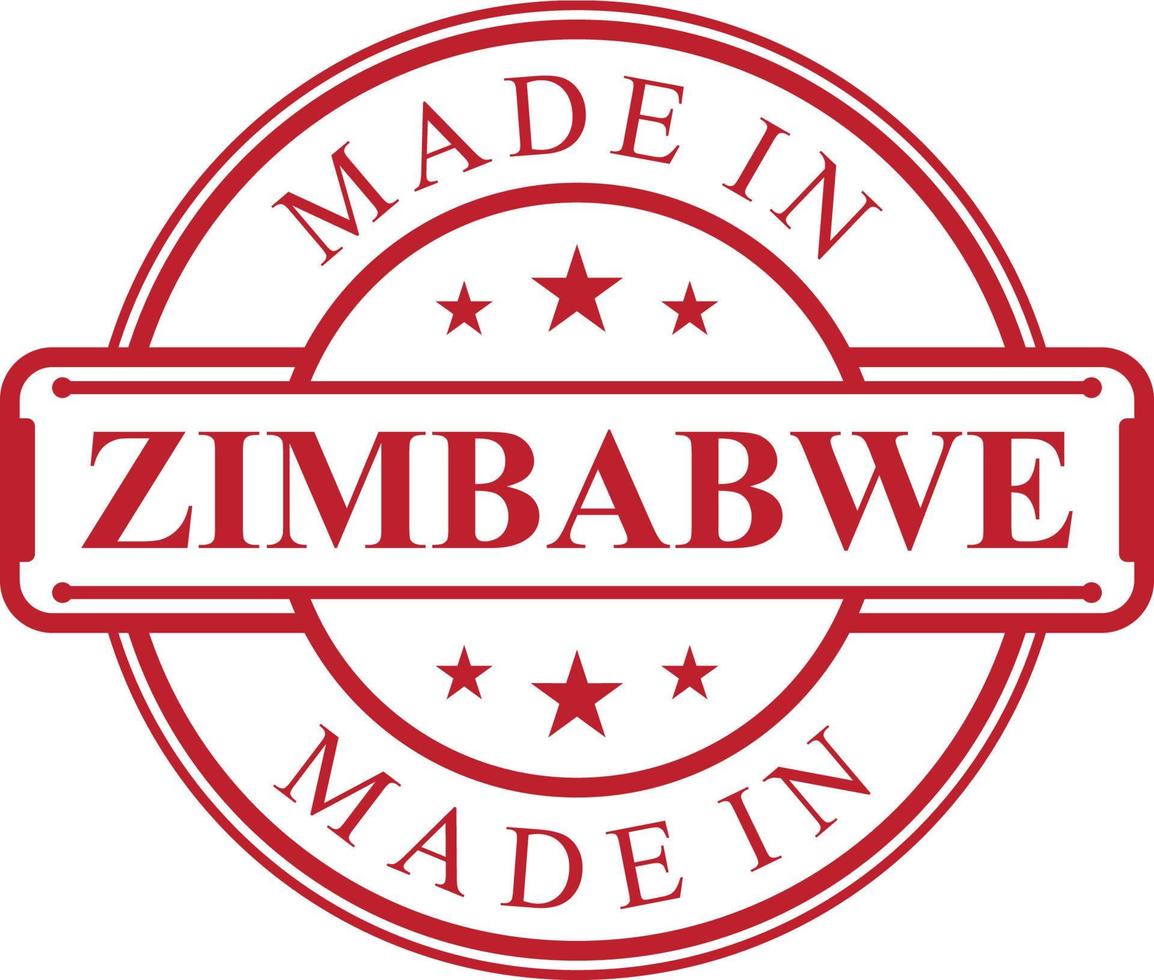 Made in Zimbabwe label icon with red color emblem vector