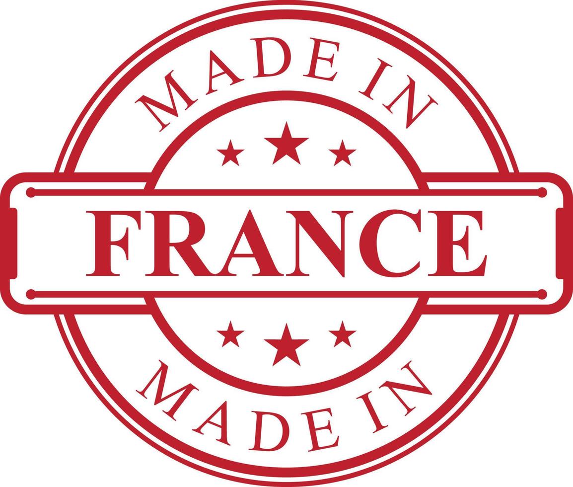 Made in France label icon with red color emblem vector