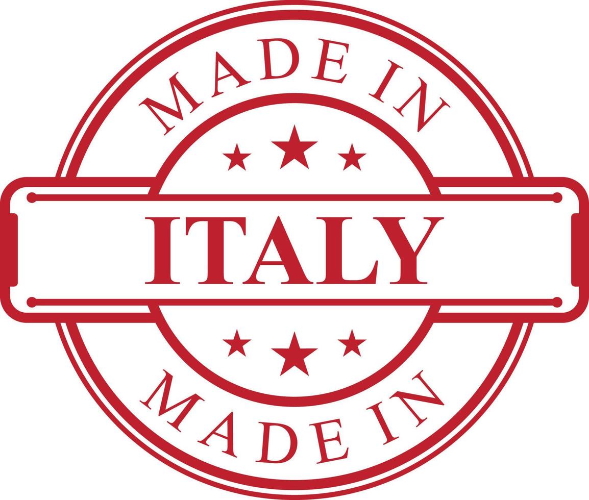 Made in Italy label icon with red color emblem vector