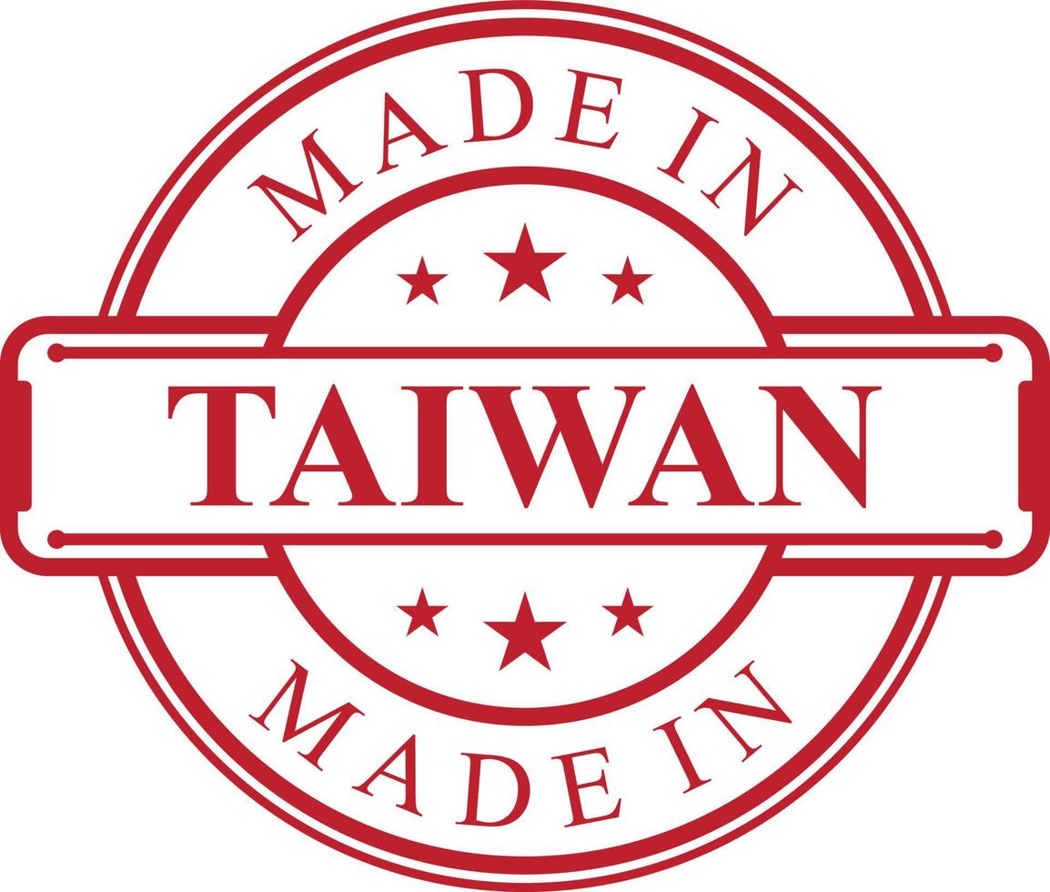 Made in Taiwan label icon with red color emblem vector