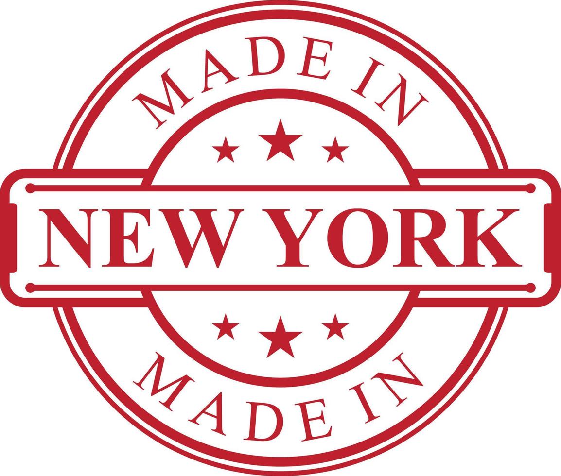 Made in New york label icon with red color emblem vector