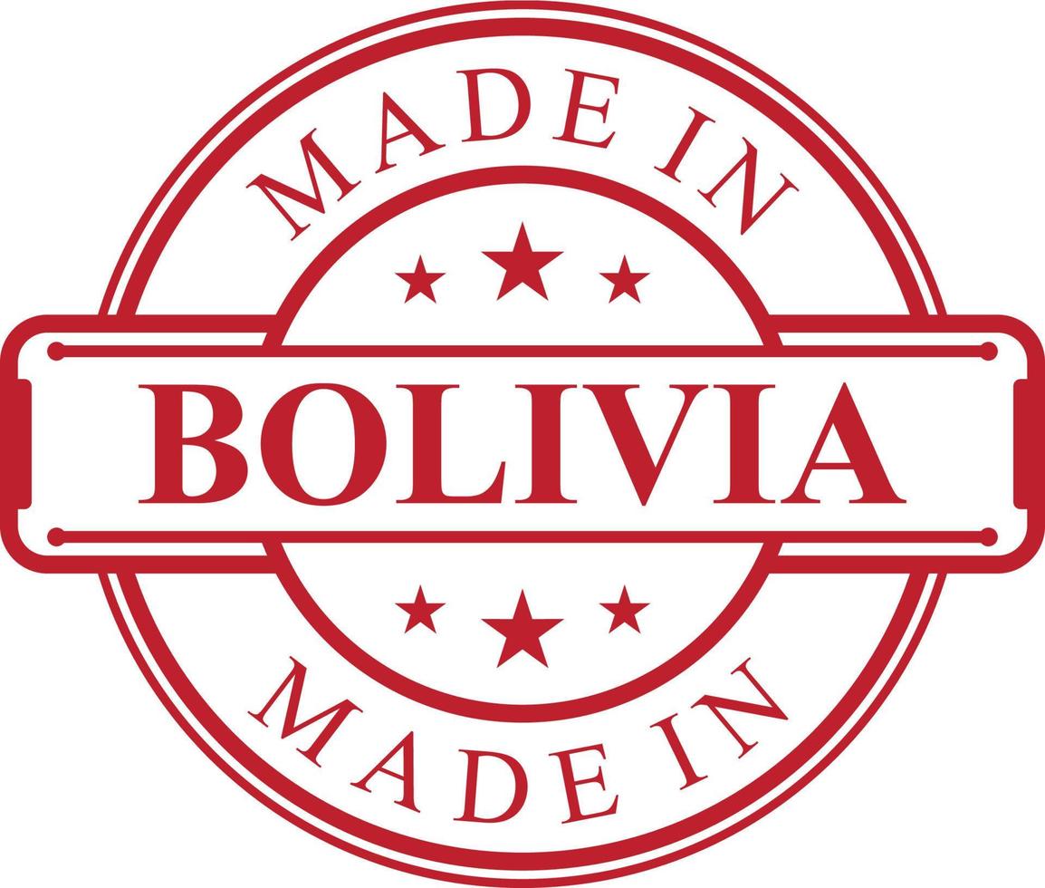 Made in Bolivia label icon with red color emblem vector