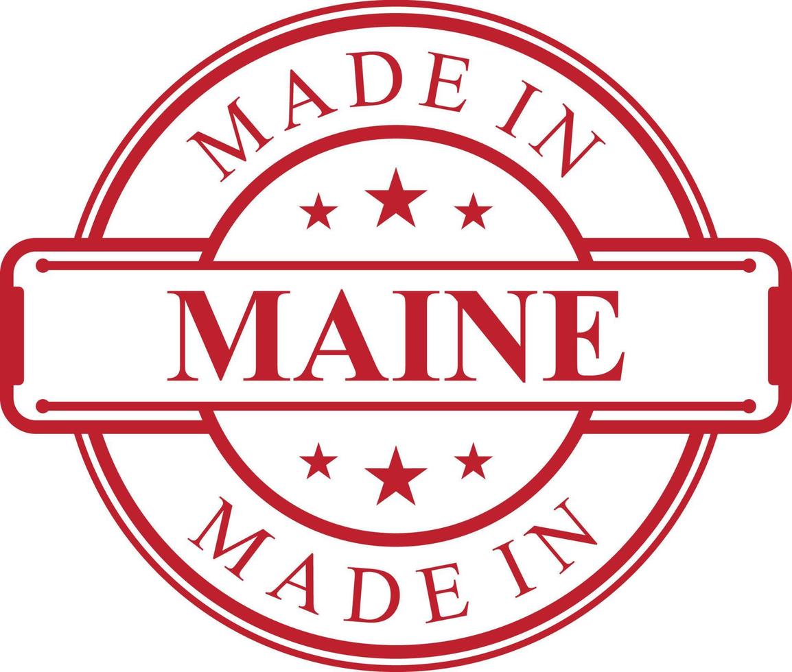 Made in Maine label icon with red color emblem vector