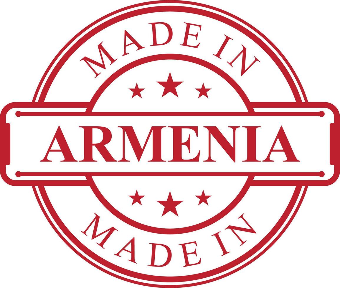 Made in Armenia label icon with red color emblem vector