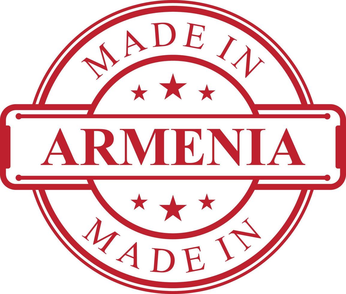 Made in Armenia label icon with red color emblem vector