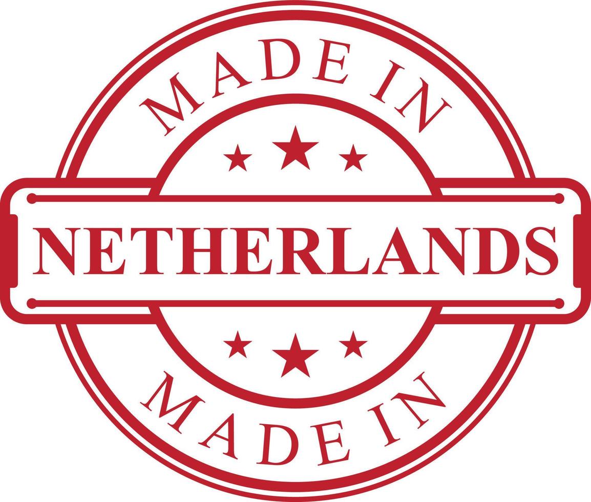Made in Netherlands label icon with red color emblem vector