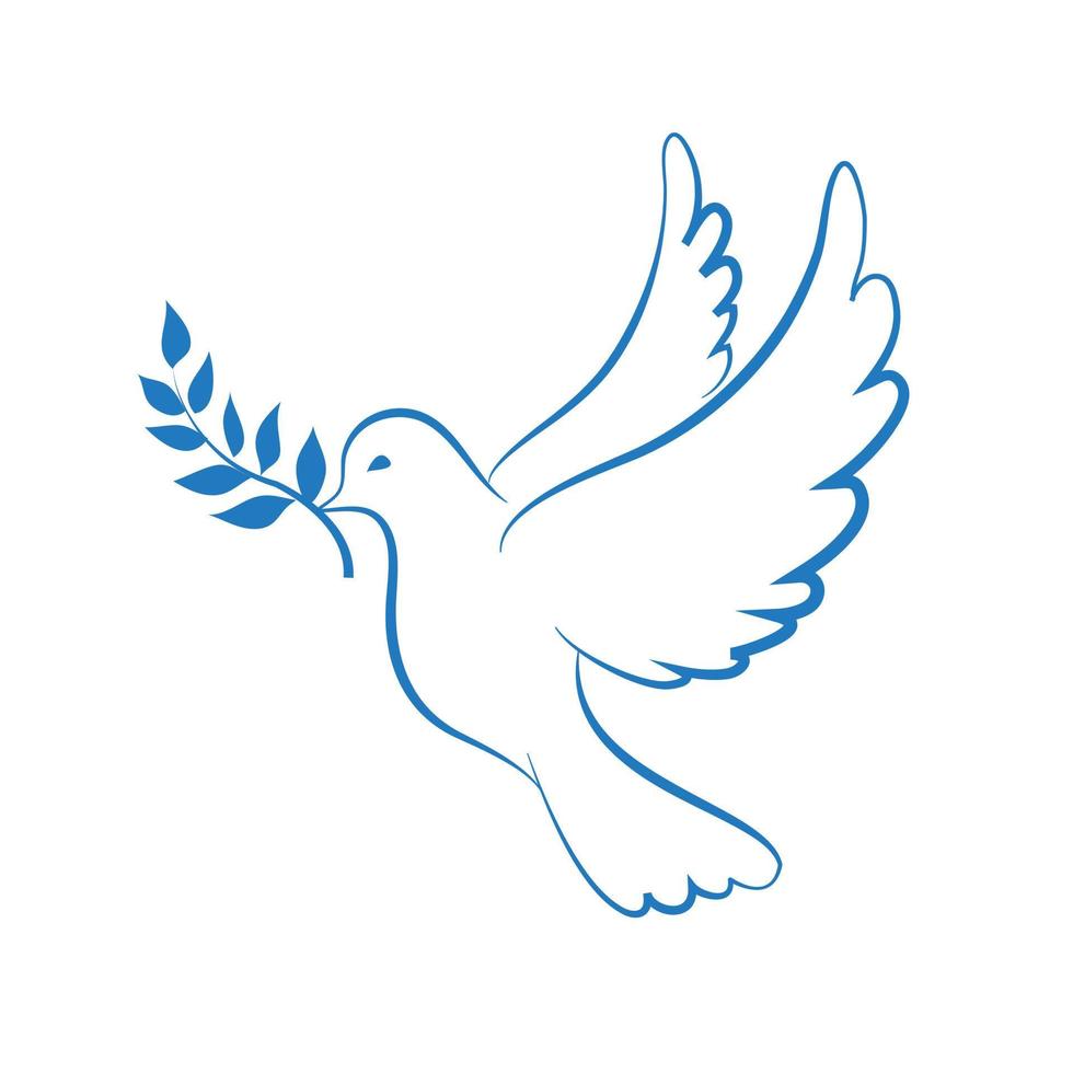a vector image of a dove of peace in simple drawing style in blue ...