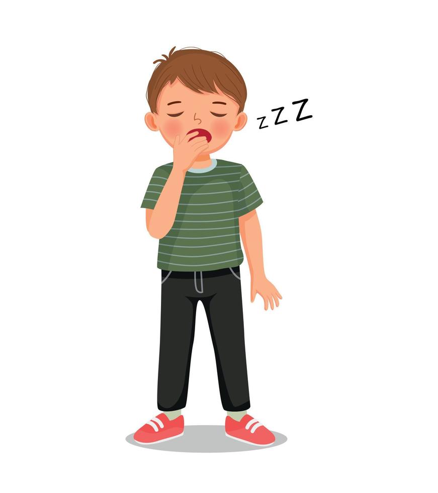 Cute little boy yawning feeling sleepy 16384493 Vector Art at Vecteezy